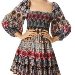 Alice & Olivia Julissa Smocked Mini Dress Size 0 EUC